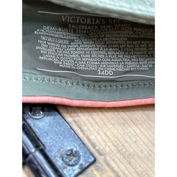 Victorias Secret Racerback Demi Bra 34DD Green & Pink - Picture 5 of 6